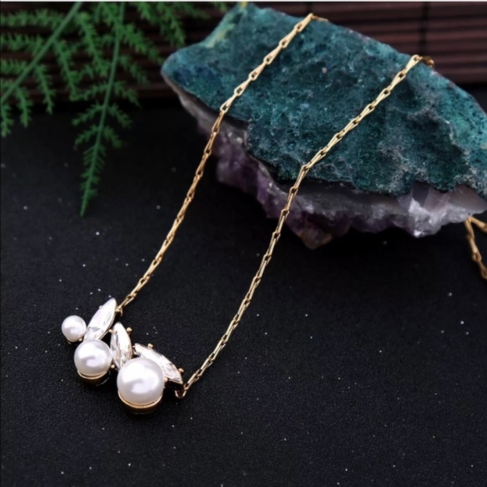 Faux Pearl and Gem Statement Necklace